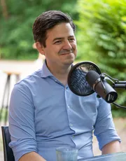 Benoît Depaire tijdens de opname van de Universiteit van Vlaanderen-podcast